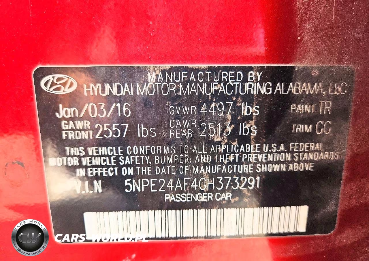 2016 Hyundai Sonata Se VIN:5NPE24AF4GH373291 - 12