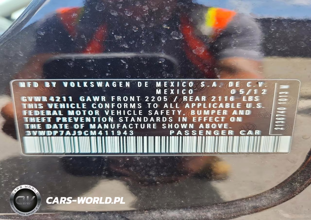 2012 Volkswagen Jetta Se VIN:3VWDP7AJ9CM411943 - 12