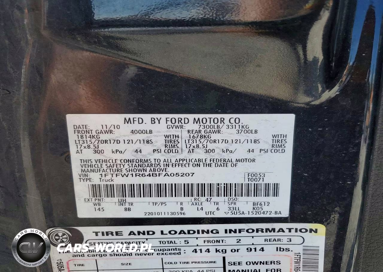 2011 Ford F150 Svt Raptor VIN:1FTFW1R64BFA05207 - 12