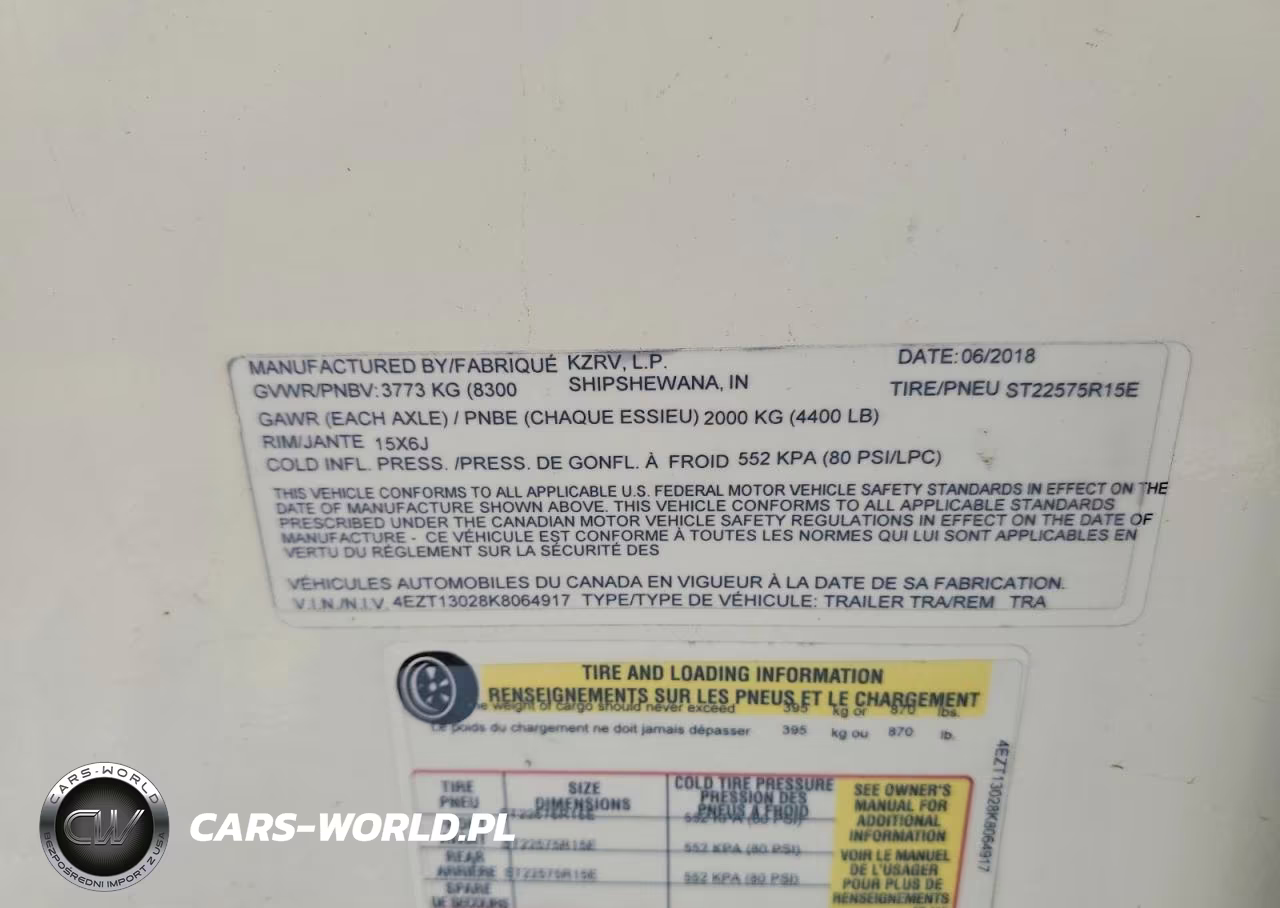 2019 Kz Sporttrek Rv VIN:4EZT13028K8064917 - 8