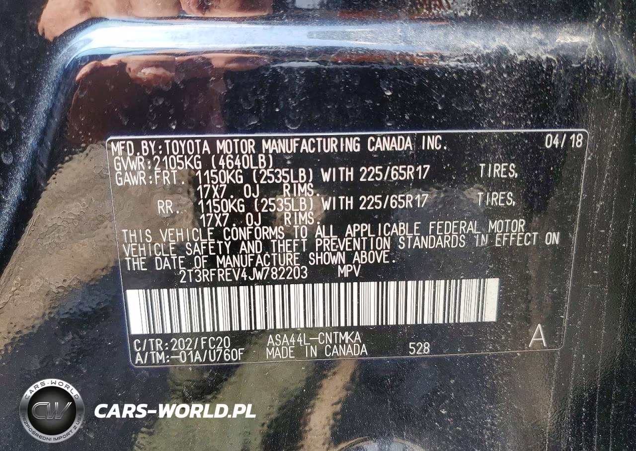 2018 Toyota Rav4 Xle VIN:2T3RFREV4JW782203 - 13