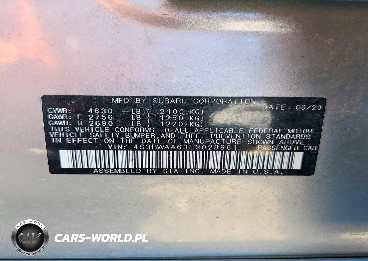 2020 Subaru Legacy VIN:4S3BWAA63L3028961 - 12
