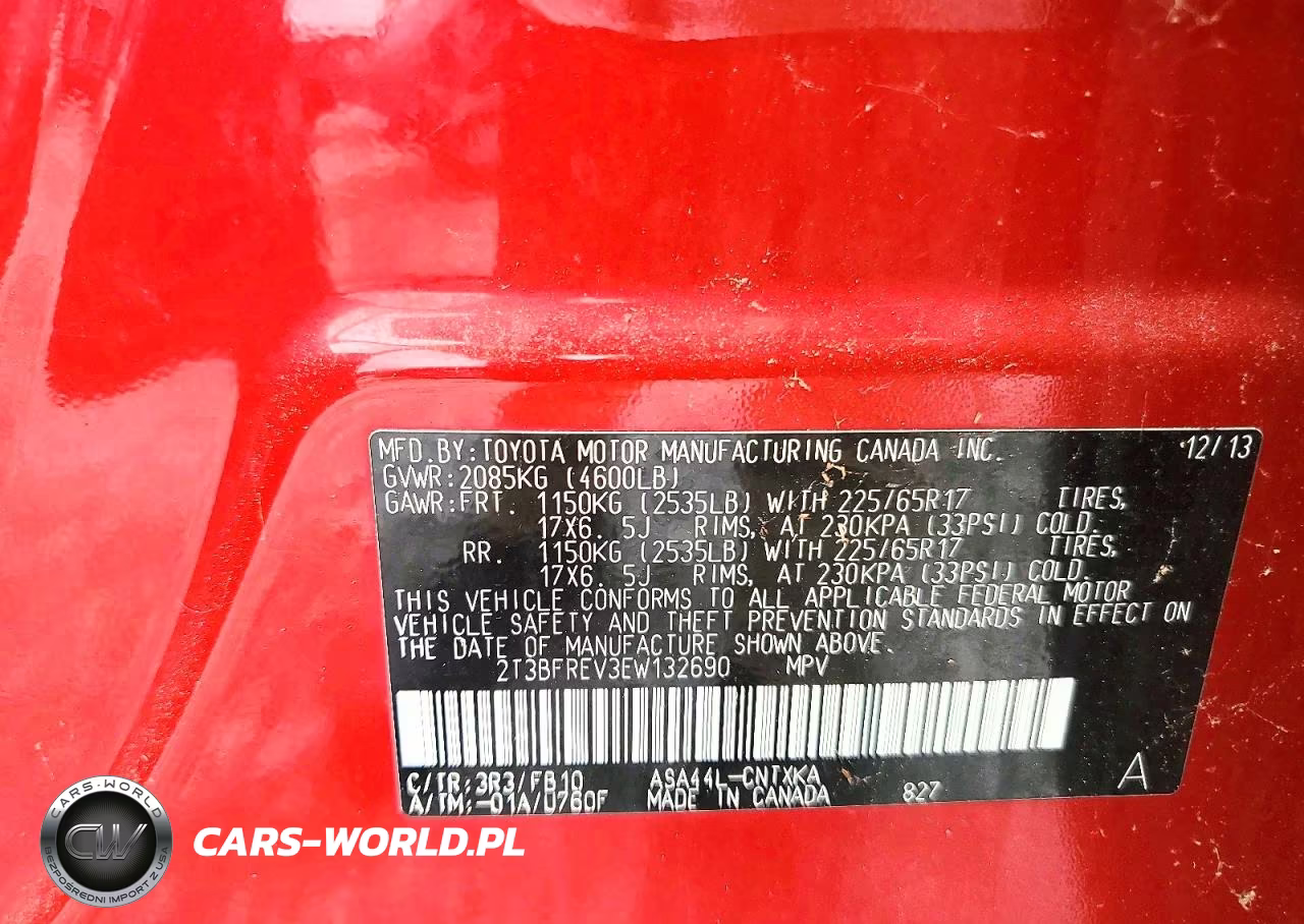 2014 Toyota Rav4 Le VIN:2T3BFREV3EW132690 - 13