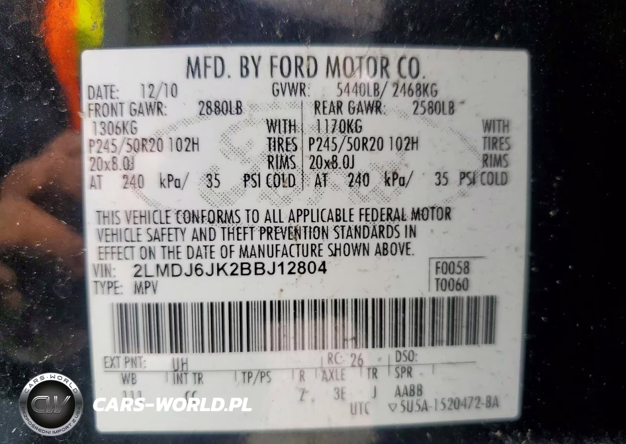 2011 Lincoln Mkx VIN:2LMDJ6JK2BBJ12804 - 13