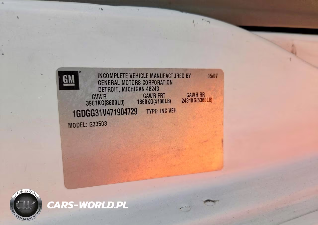 2007 GMC Savana Cutaway G3500 VIN:1GDGG31V471904729 - 12