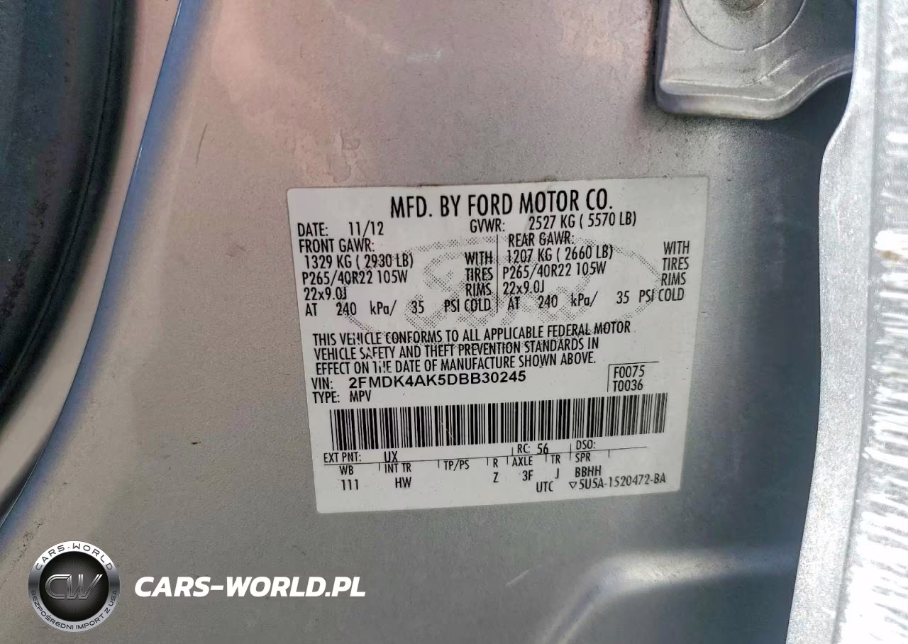 2013 Ford Edge Sport VIN:2FMDK4AK5DBB30245 - 13