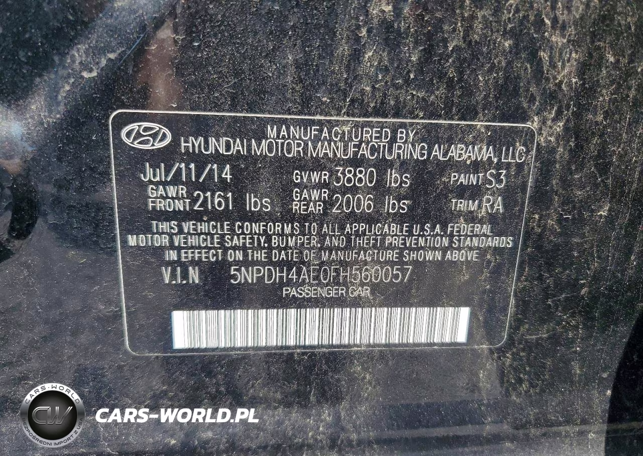 2015 Hyundai Elantra Se VIN:5NPDH4AE0FH560057 - 12