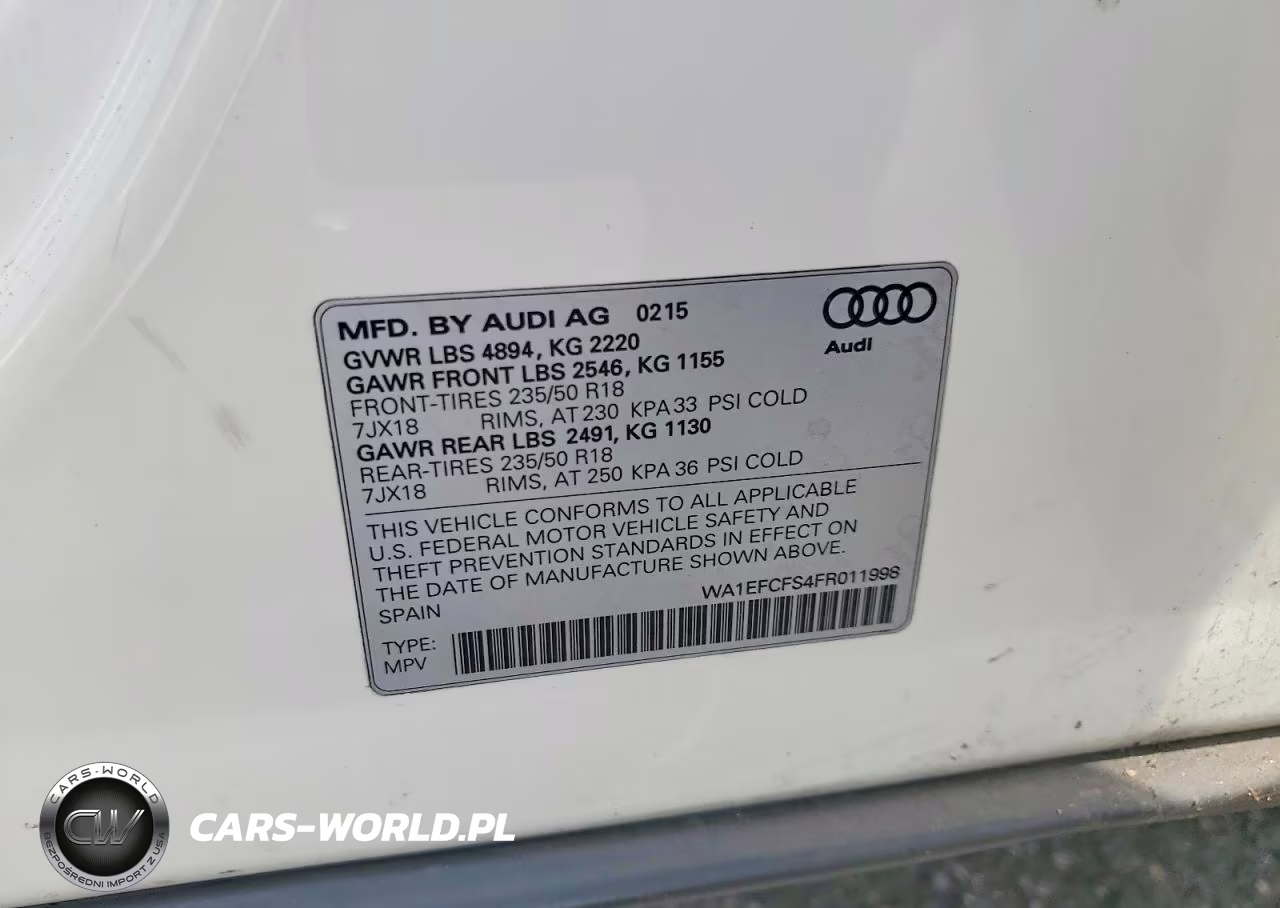 2015 Audi Q3 VIN:WA1EFCFS4FR011998 - 14