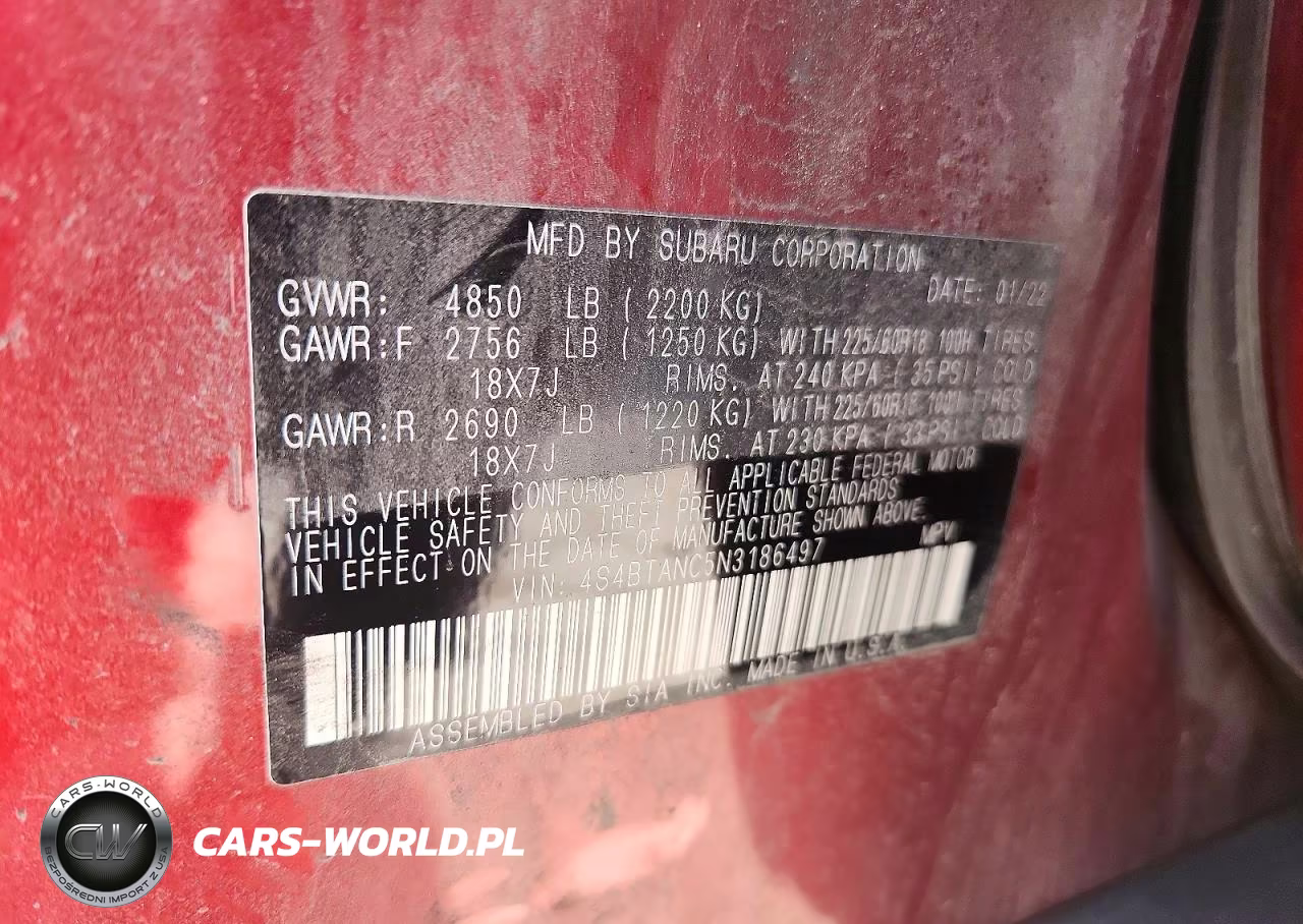 2022 Subaru Outback Limited VIN:4S4BTANC5N3186497 - 13