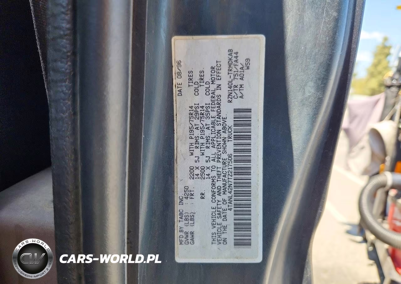 1996 Toyota Tacoma Base VIN:4TANL42N7TZ217506 - 12