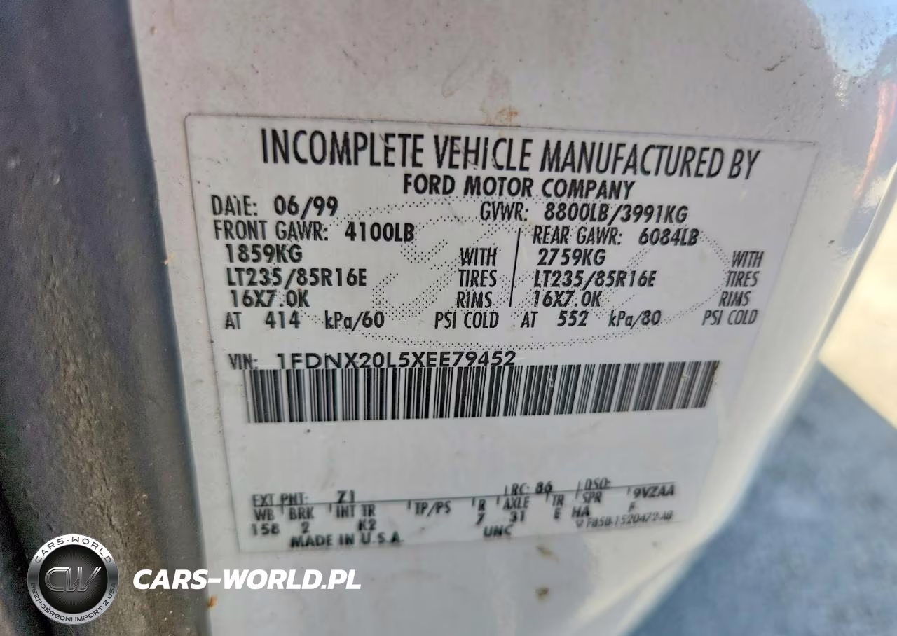 1999 Ford F250 Super Duty VIN:1FDNX20L5XEE79452 - 13