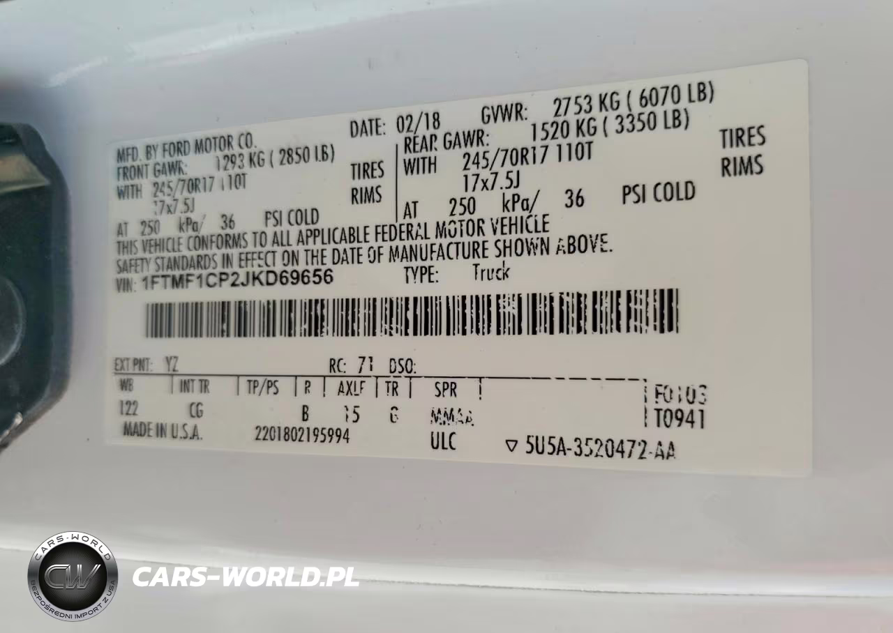 2018 Ford F150 VIN:1FTMF1CP2JKD69656 - 12