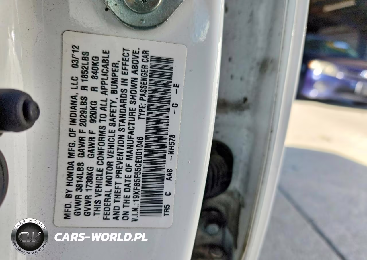 2012 Honda Civic Natural Gas VIN:19XFB5F55CE001046 - 12
