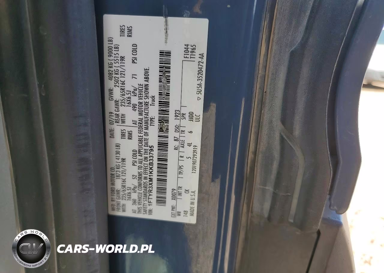 2019 Ford Transit T-250 VIN:1FTYR3XM1KKB33795 - 14