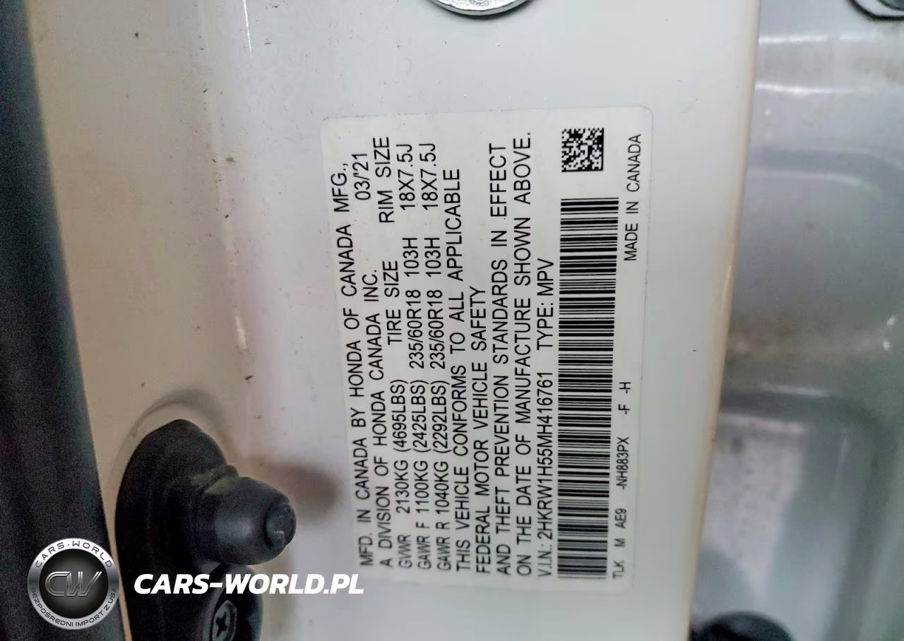 2021 Honda Cr-V Ex VIN:2HKRW1H55MH416761 - 13