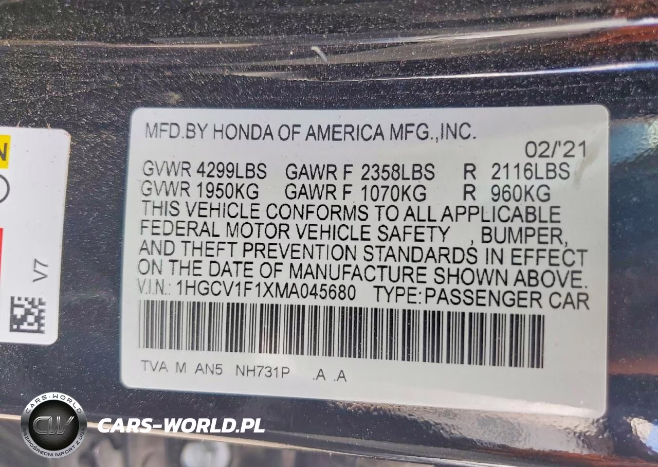 2021 Honda Accord Lx VIN:1HGCV1F1XMA045680 - 12