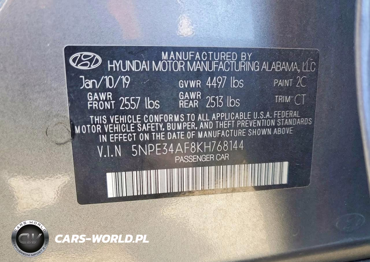 2019 Hyundai Sonata Sel VIN:5NPE34AF8KH768144 - 13