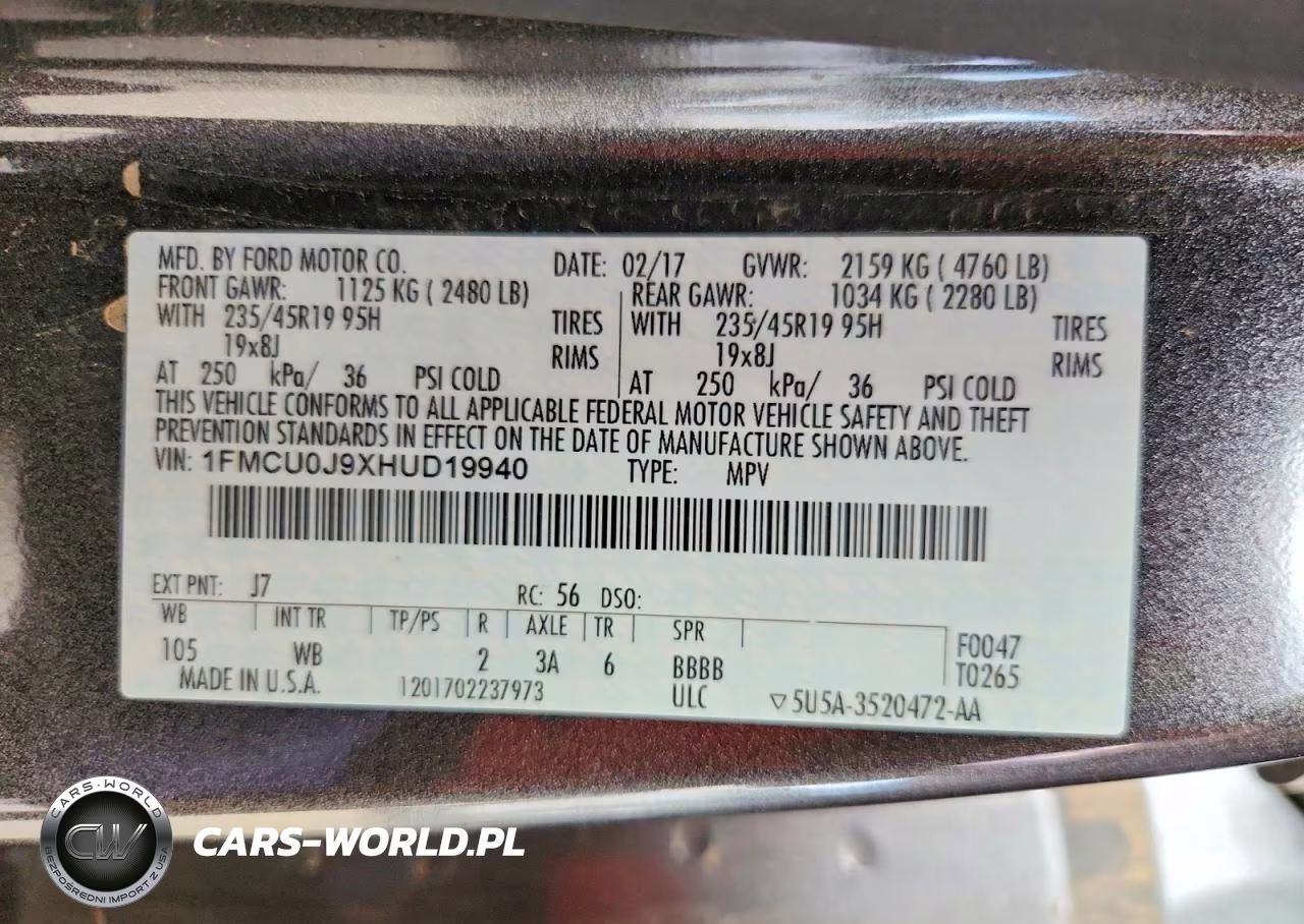 2017 Ford Escape Titanium VIN:1FMCU0J9XHUD19940 - 13