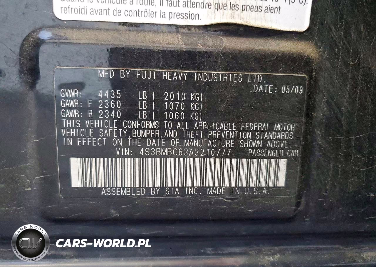2010 Subaru Legacy 2.5I Premium VIN:4S3BMBC63A3210777 - 12