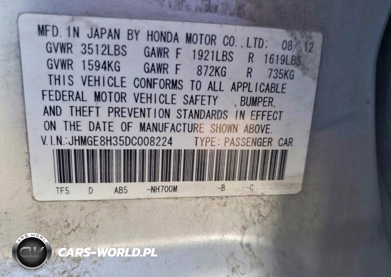 2013 Honda Fit VIN:JHMGE8H35DC008224 - 12
