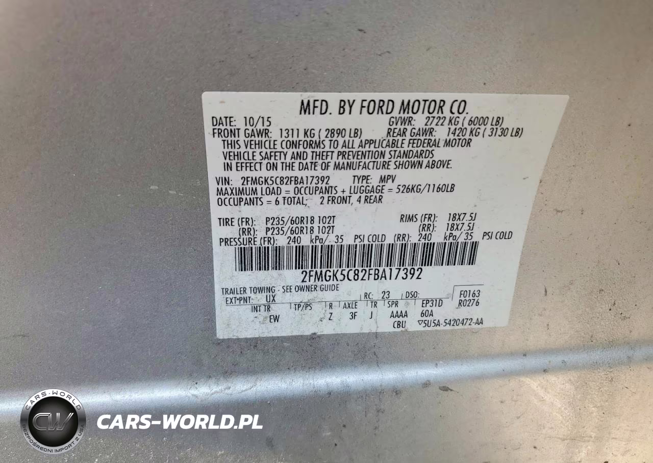 2015 Ford Flex Sel VIN:2FMGK5C82FBA17392 - 13