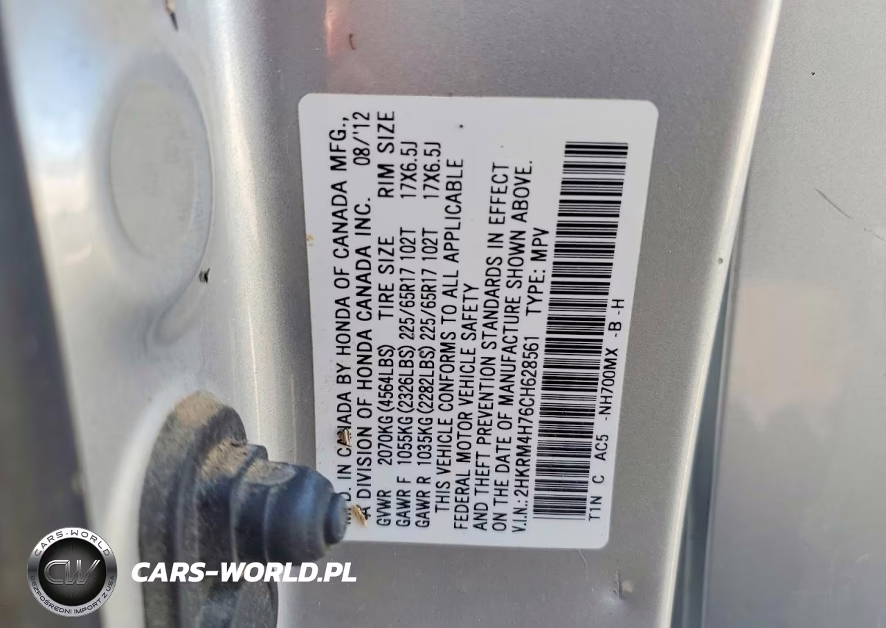 2012 Honda Cr-V Exl VIN:2HKRM4H76CH628561 - 13