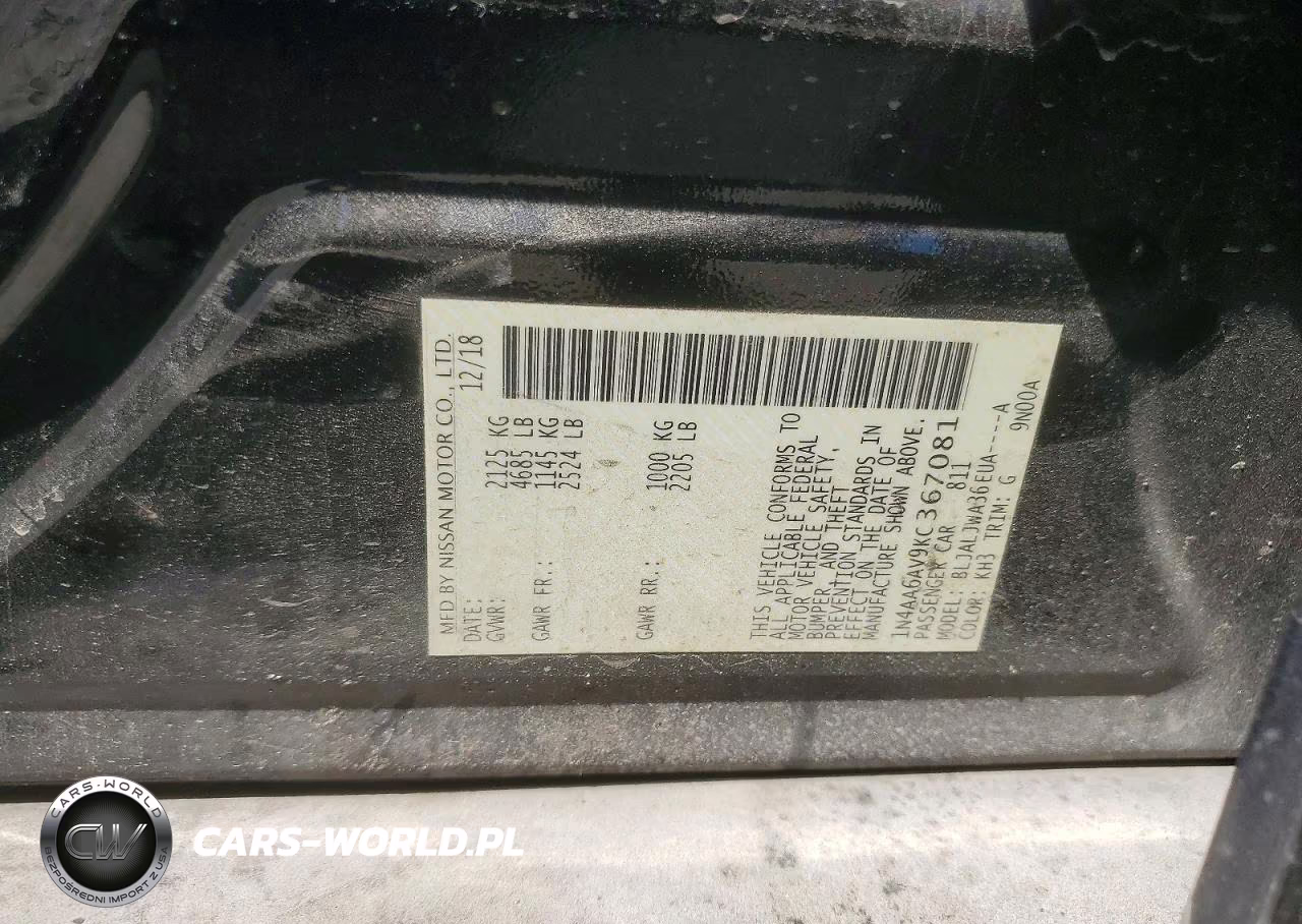 2019 Nissan Maxima 3.5 Sv VIN:1N4AA6AV9KC367081 - 12