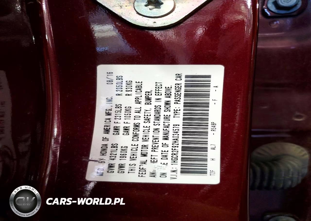 2017 Honda Accord Exl VIN:1HGCR2F92HA034579 - 12