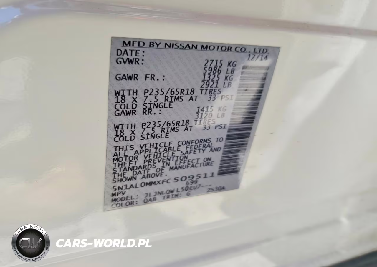 2015 Infiniti Qx60 Base VIN:5N1AL0MMXFC509511 - 14