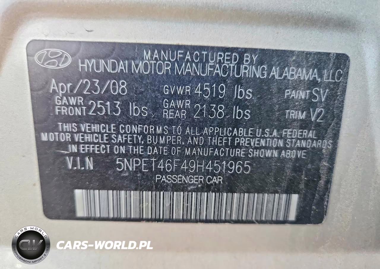 2009 Hyundai Sonata Gls VIN:5NPET46F49H451965 - 12