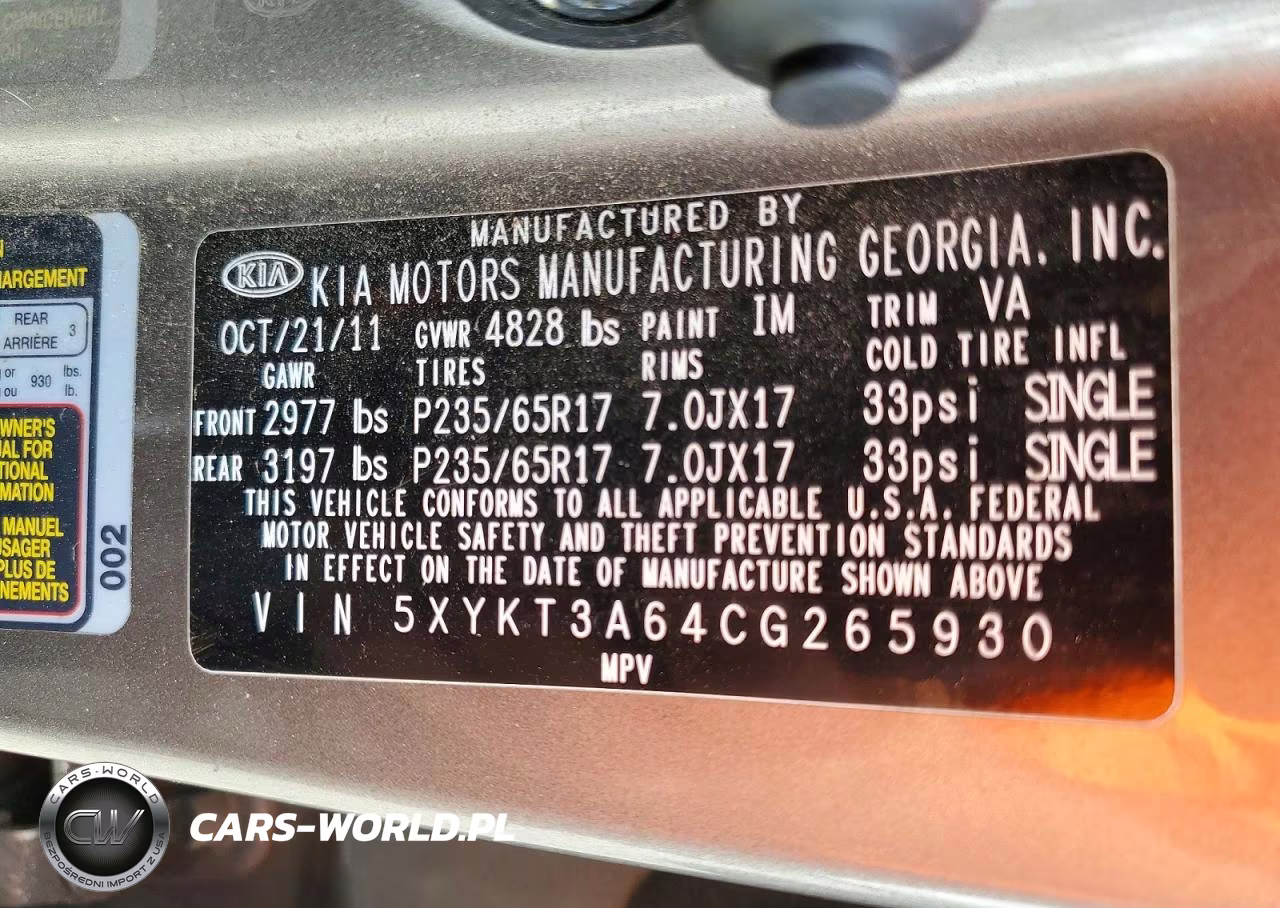 2012 Kia Sorento VIN:5XYKT3A64CG265930 - 13