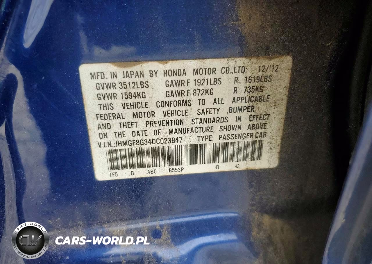 2013 Honda Fit VIN:JHMGE8G34DC023847 - 12