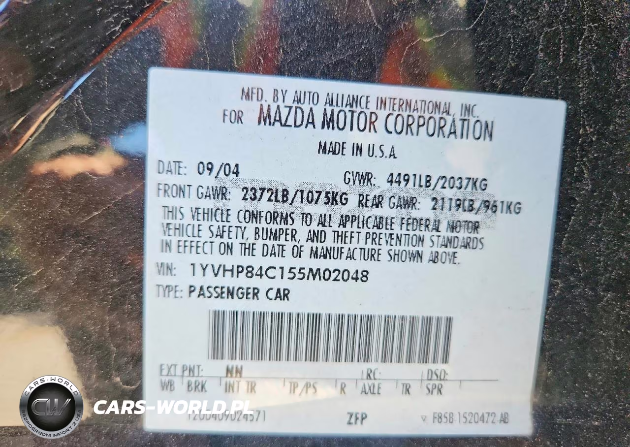 2005 Mazda 6 I VIN:1YVHP84C155M02048 - 12