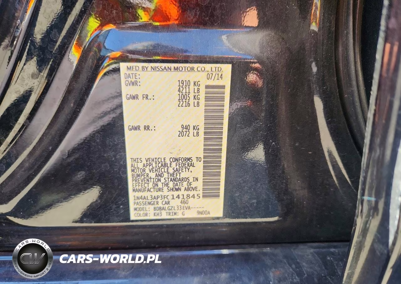 2015 Nissan Altima 2.5 S VIN:1N4AL3AP3FC141845 - 13