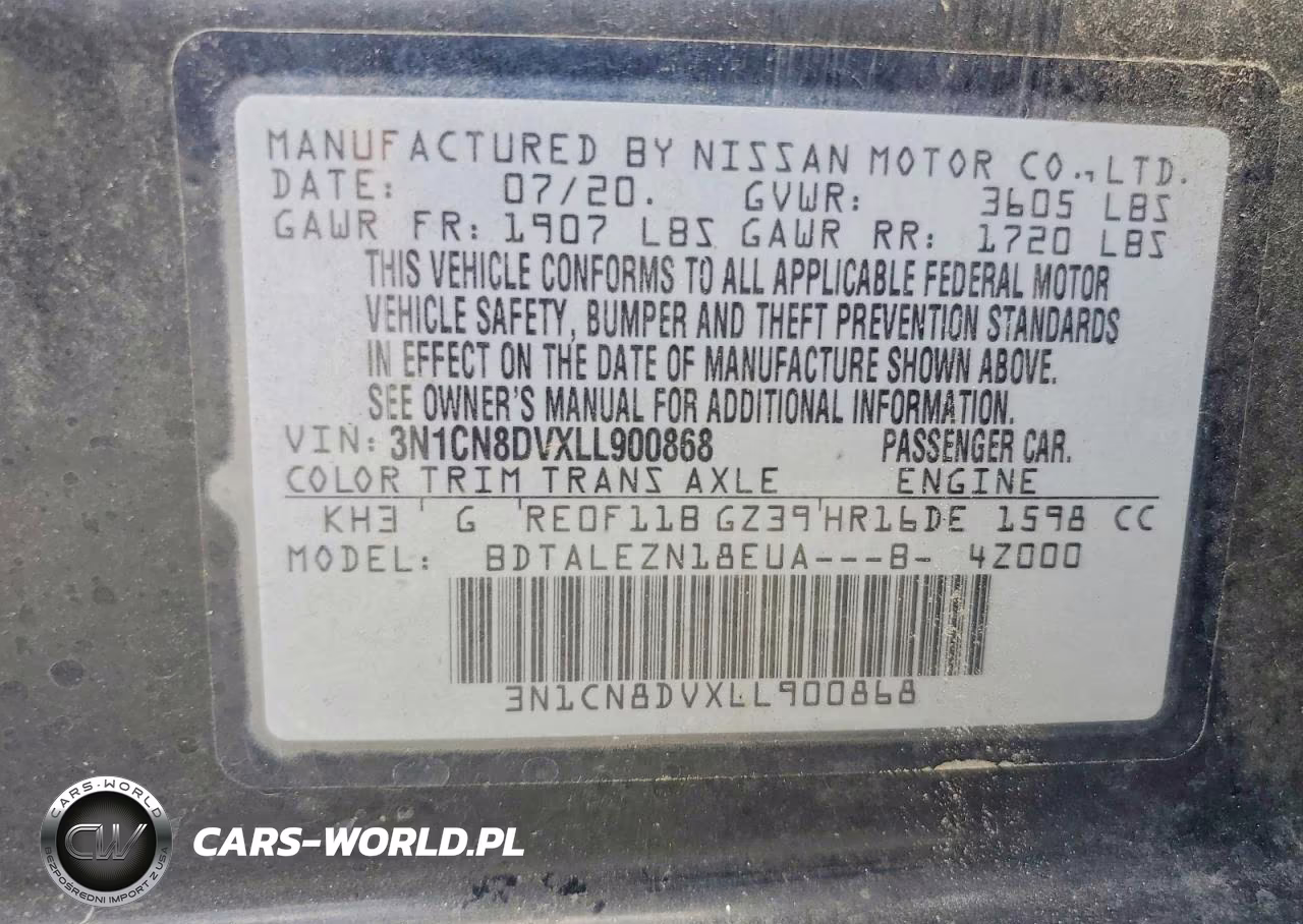 2020 Nissan Versa S VIN:3N1CN8DVXLL900868 - 12