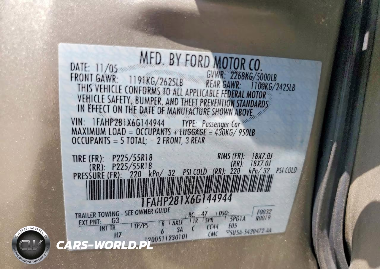 2006 Ford Five Hundred Limited VIN:1FAHP281X6G144944 - 12