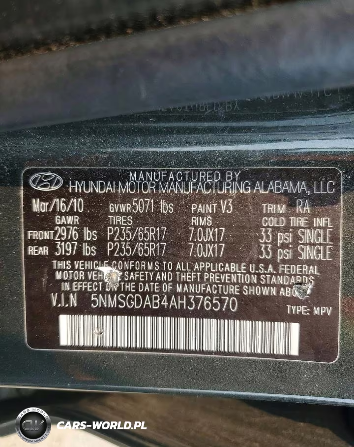 2010 Hyundai Santa Fe Gls VIN:5NMSGDAB4AH376570 - 13