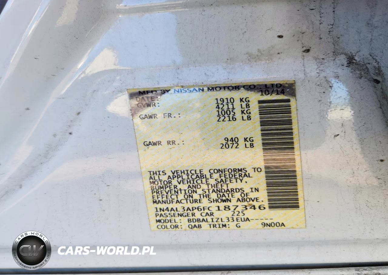 2015 Nissan Altima 2.5 Sv VIN:1N4AL3AP6FC187346 - 12