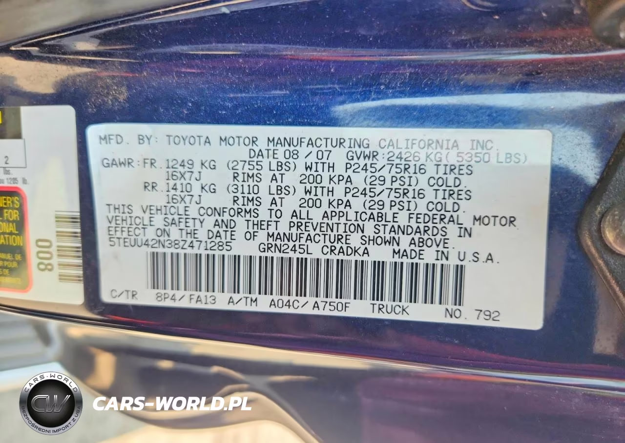 2008 Toyota Tacoma Access Cab VIN:5TEUU42N38Z471285 - 12