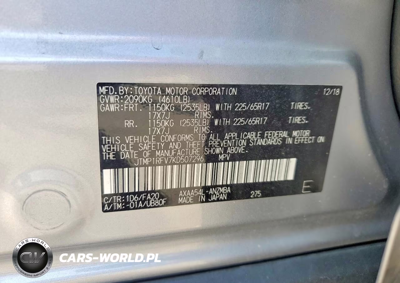 2019 Toyota Rav4 Xle VIN:JTMP1RFV7KD507296 - 13
