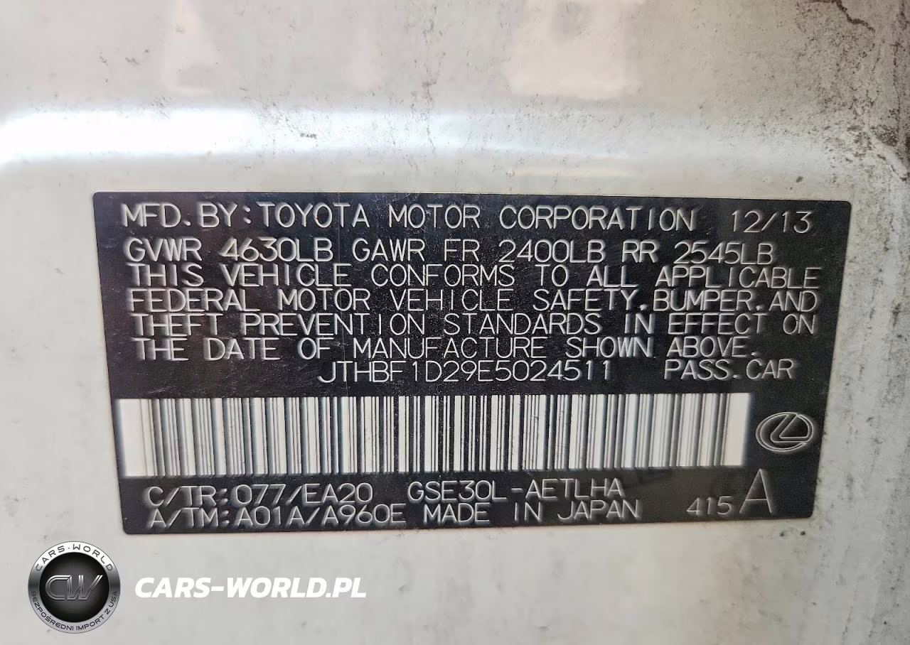 2014 Lexus Is 250 VIN:JTHBF1D29E5024511 - 13