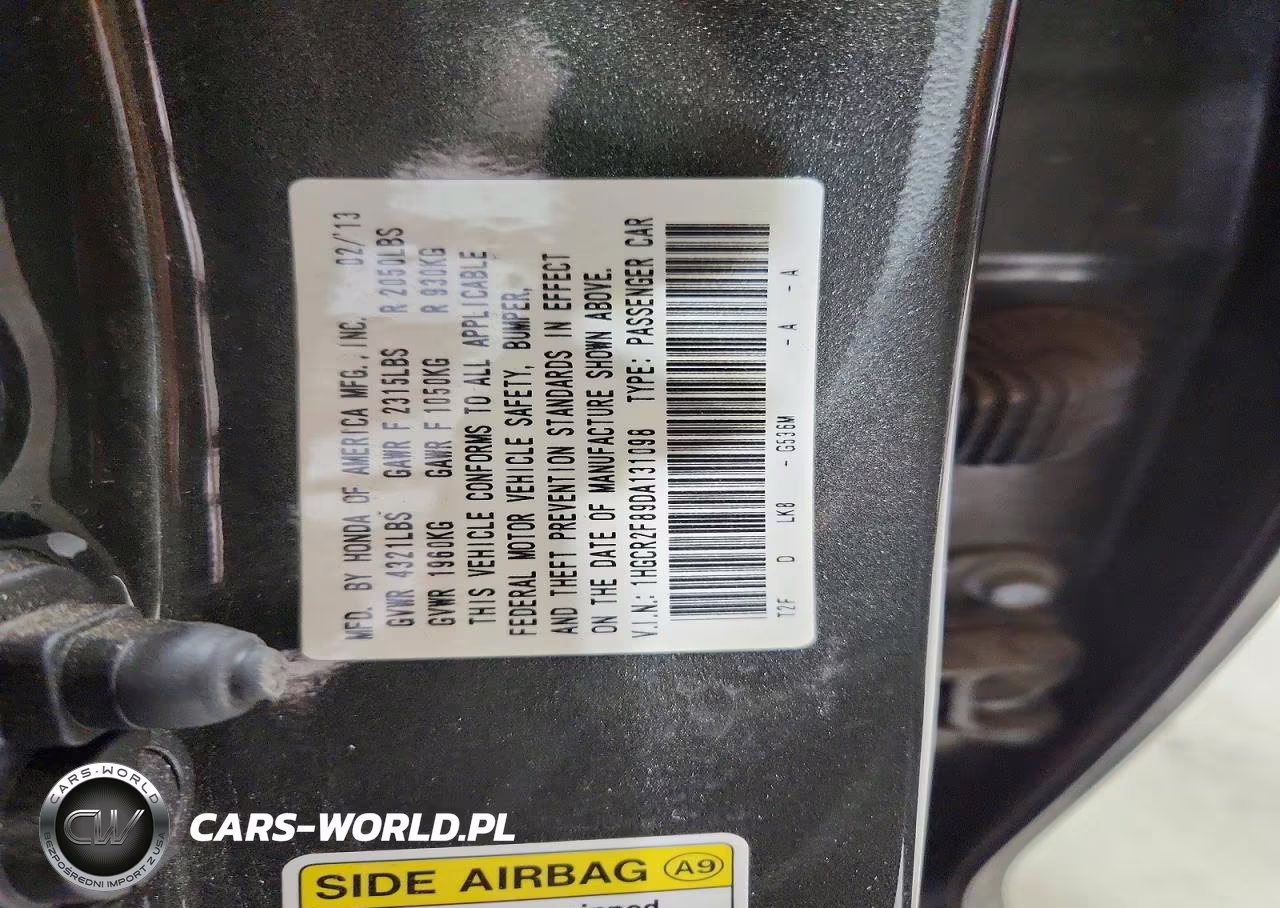 2013 Honda Accord Exl VIN:1HGCR2F89DA131098 - 12