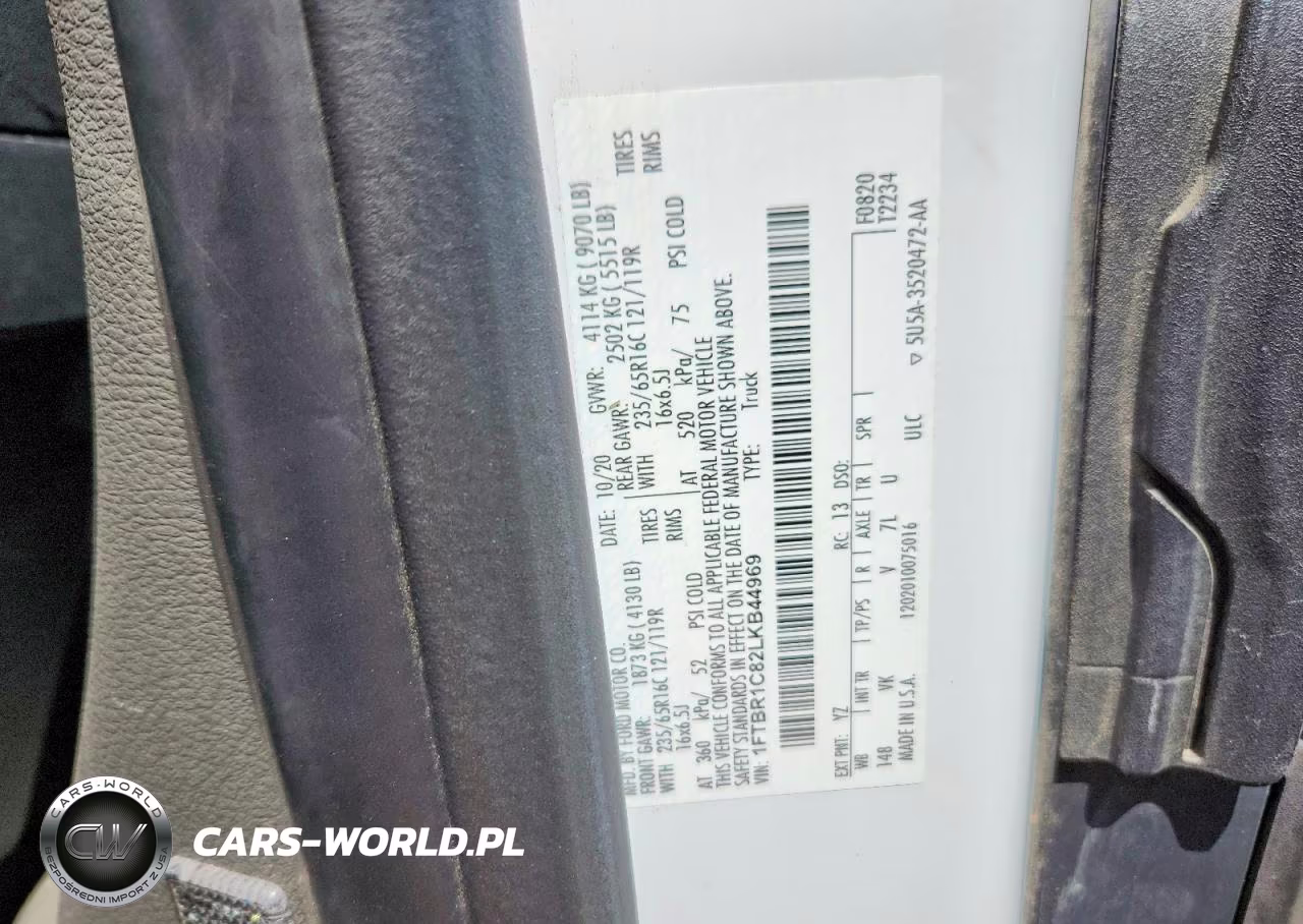 2020 Ford Transit 250 Delivery Van VIN:1FTBR1C82LKB44969 - 13