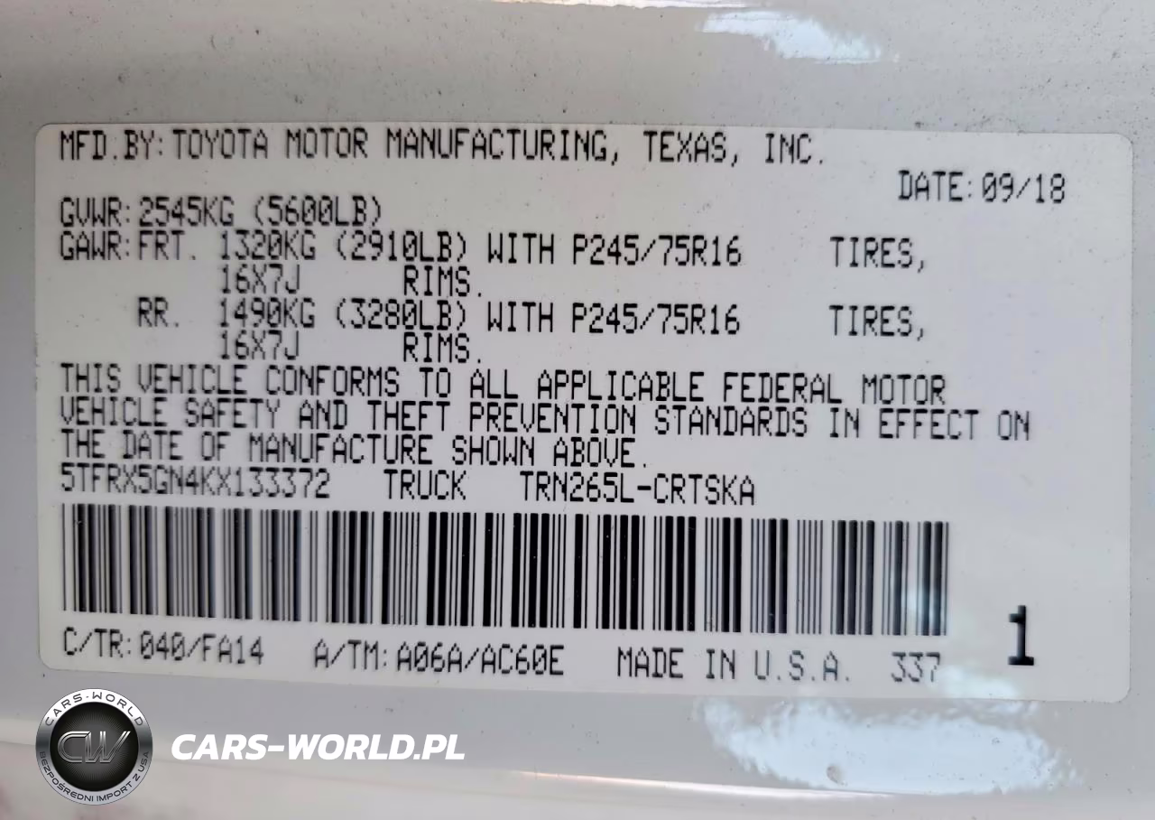 2019 Toyota Tacoma Sr VIN:5TFRX5GN4KX133372 - 12