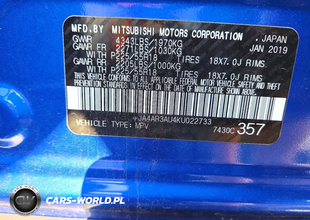 2019 Mitsubishi Outlander Sport Es VIN:JA4AR3AU4KU022733 - 13