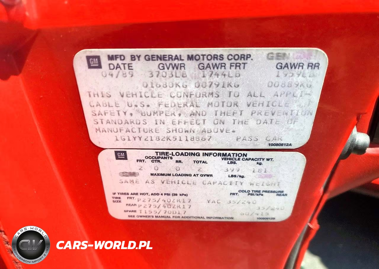 1989 Chevrolet Corvette VIN:1G1YY2182K5118867 - 12