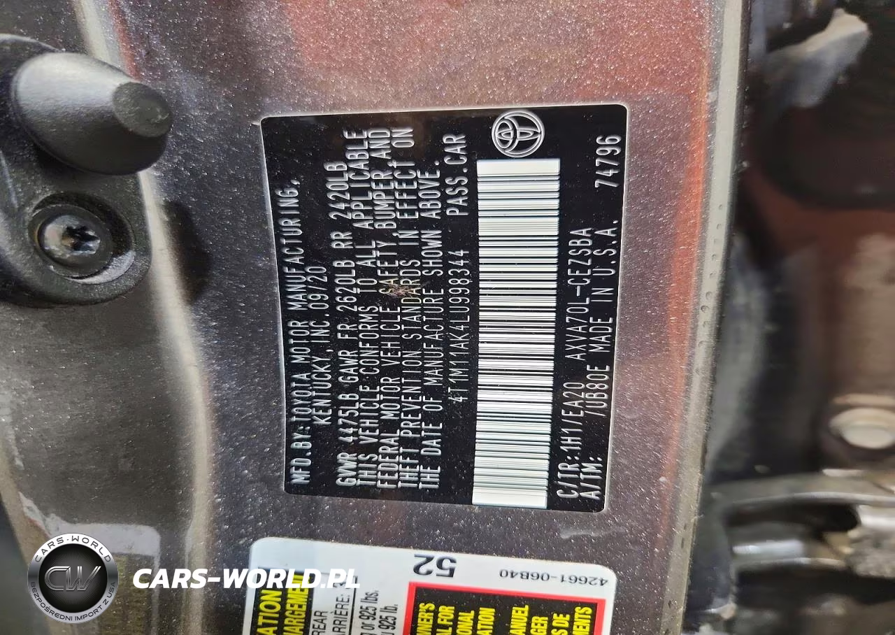 2020 Toyota Camry Se VIN:4T1M11AK4LU998344 - 12