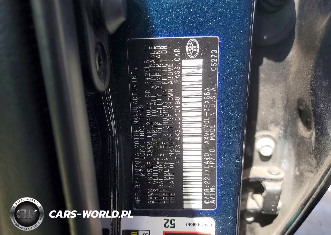 2020 Toyota Camry Xle VIN:4T1F31AK3LU010490 - 12