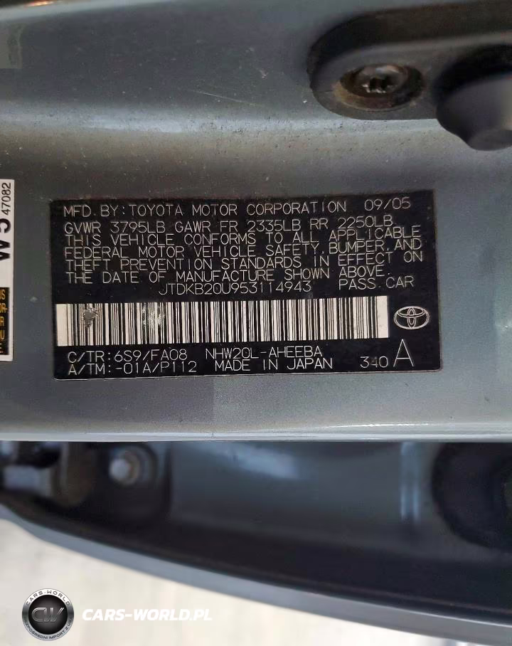 2005 Toyota Prius Base VIN:JTDKB20U953114943 - 12