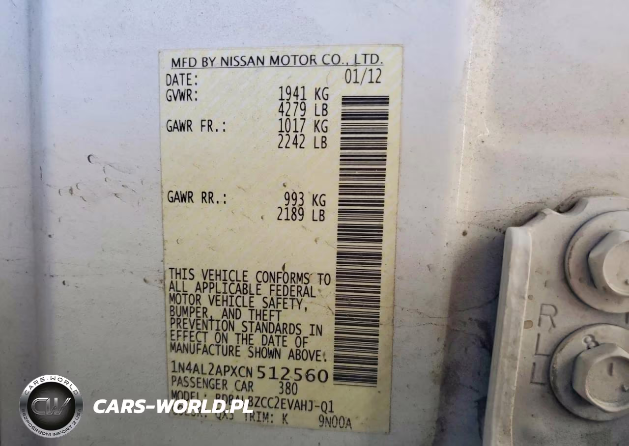 2012 Nissan Altima 2.5 VIN:1N4AL2APXCN512560 - 12